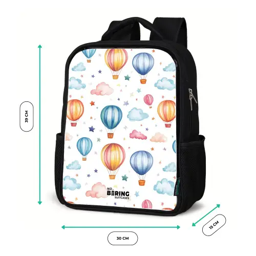 Gekleurde luchtballonnen met sterren en wolken Rugzak - Zwart middel -productfoto_formaten