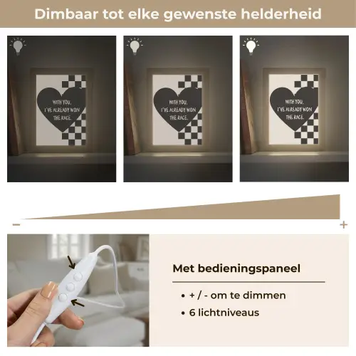 Liefde - Beige - Race Light Box met kabel (Tafellamp) klein -USP_dimbaarNL