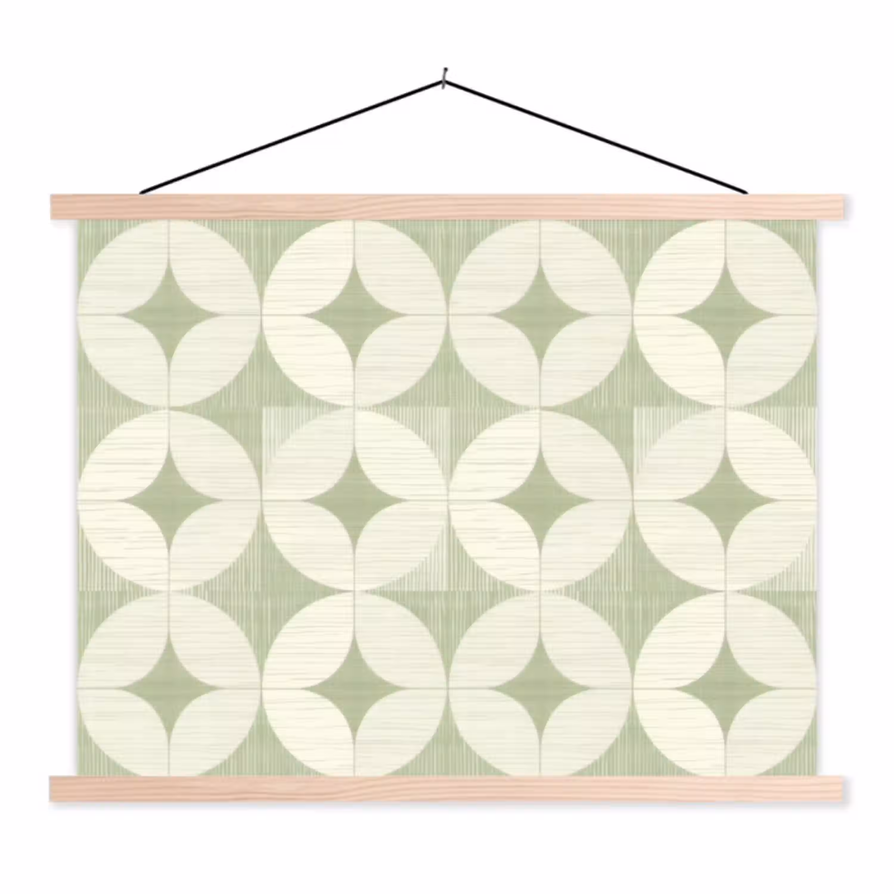 Saliegroen - Geometrisch - Retro - Mid-Century - Patroon textielposter latten blank klein 122 -3d