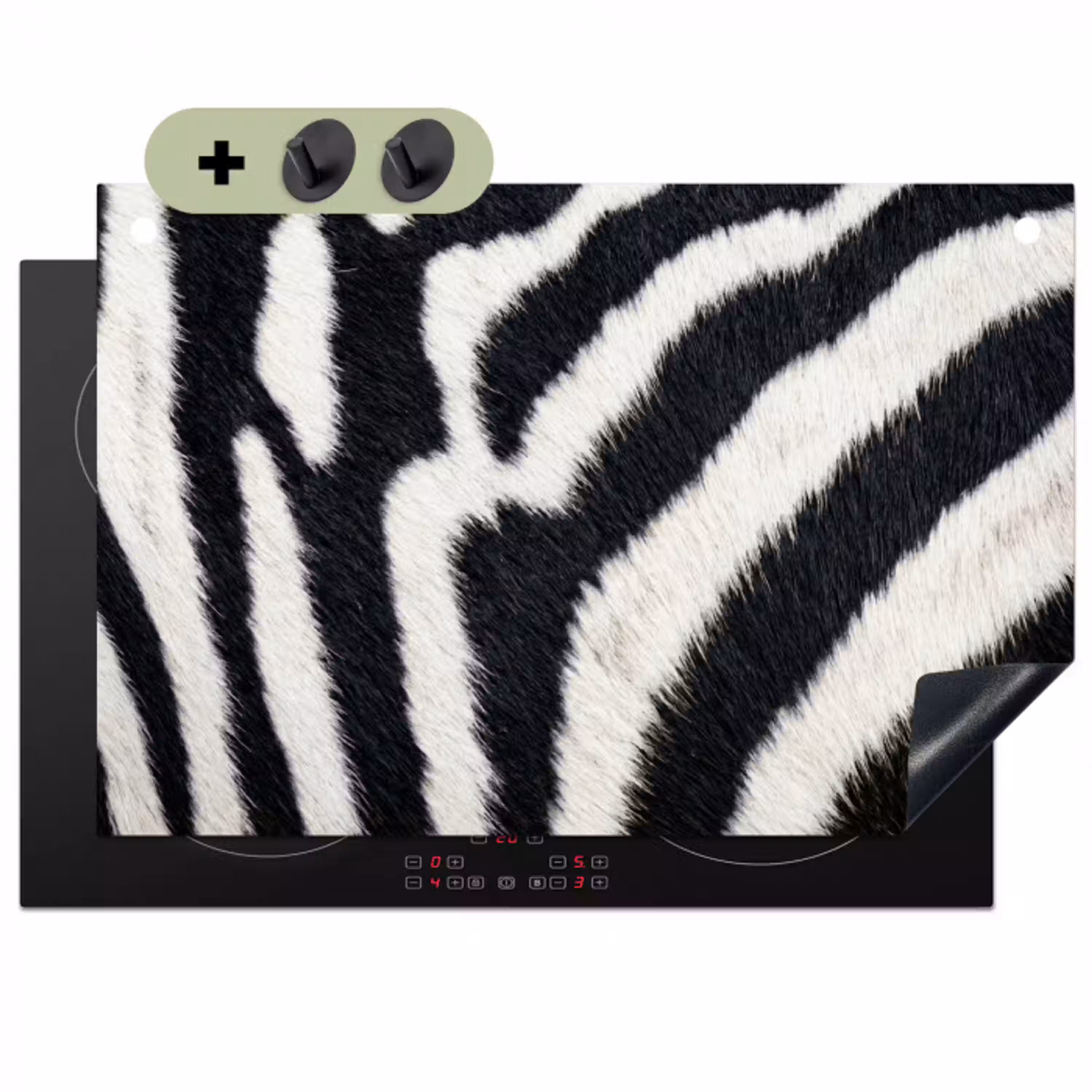 Zebra - Vacht - Klassiek - Zwart - Wit Inductie beschemer met haakjes klein -3d