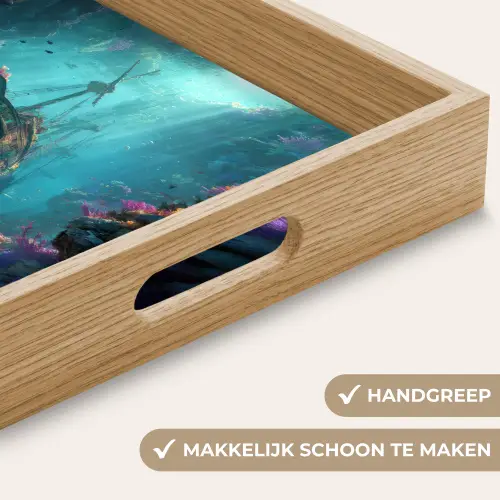 Schip - Hout - Koraalriffen - Zonlicht Dienblad Rechthoek middel -USP_HandgreepNL