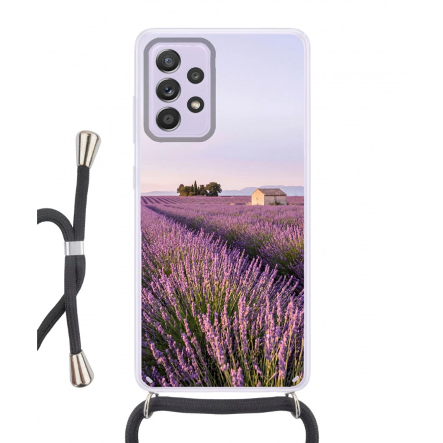 Lavendel - Landschap - Sereen - Paars Hoesje Samsung Galaxy A52 5G met koord klein -3d