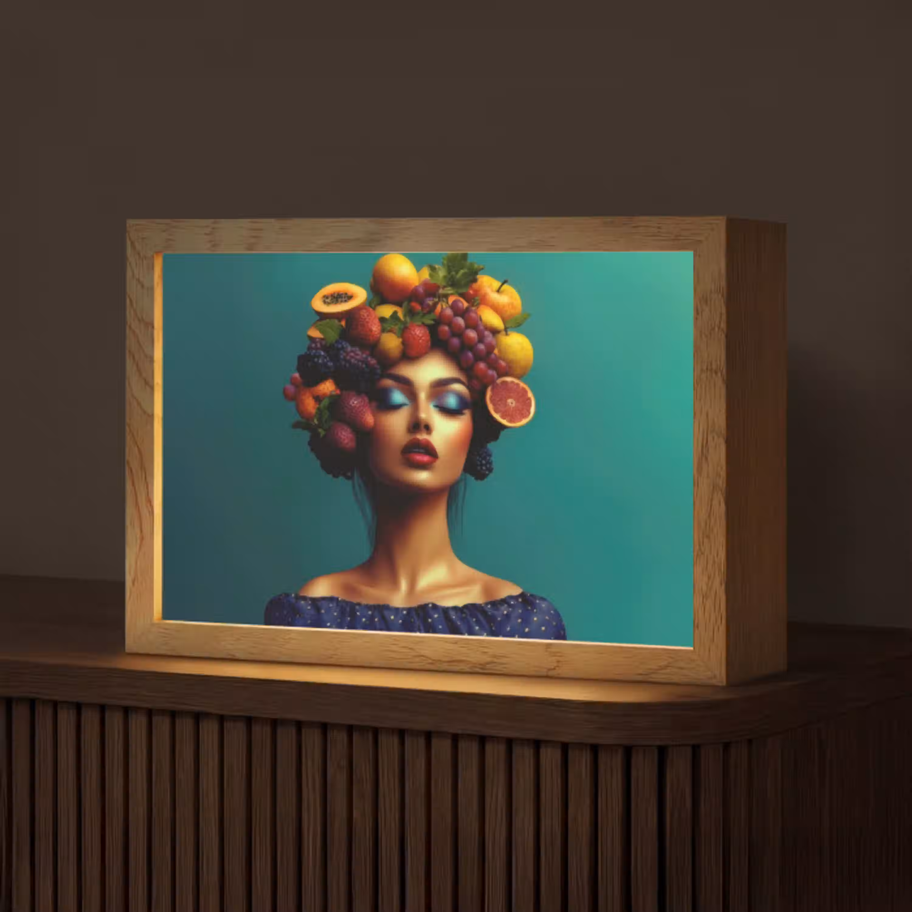 Vrouw - Hoodtooi - Tropisch - Fruit - Druiven Light Box met kabel (Tafellamp) klein -z3d_website