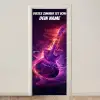 Leuchtende E-Gitarre im Neon-Stil mit personalisierbarem Namensfeld. deurposter klein -3d_beige