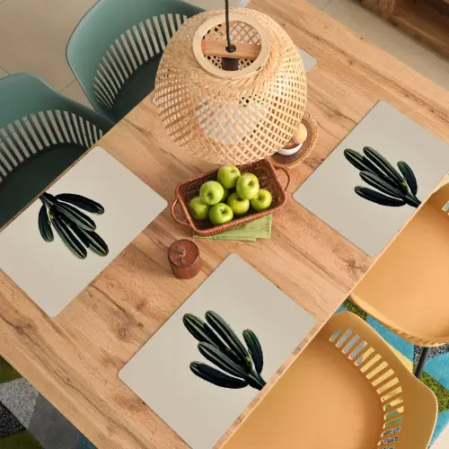 Cactus - Subtiel - Groen Placemat vinyl groot -zzsfeer5_Kitchenyeah-website