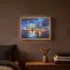 Skyline Toronto - Modern - Stadslicht - Blauw Light Box met batterij (Wandlamp) middel -sfeer4