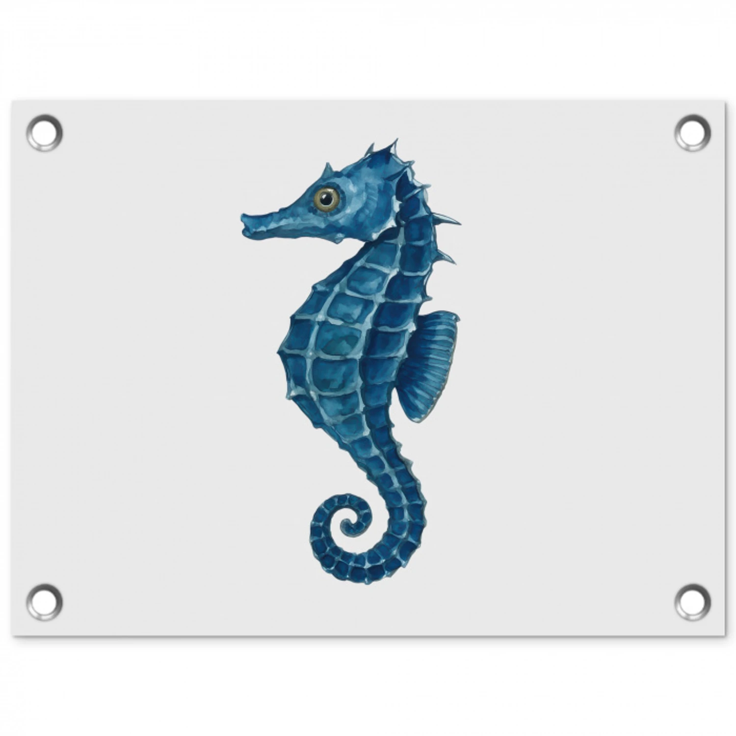 Zeepaardje - Staart - Blauw tuinposter los doek klein -3d