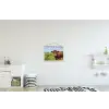 Koe - Weide - Bloemen textielposter latten blank klein -kinderkamer