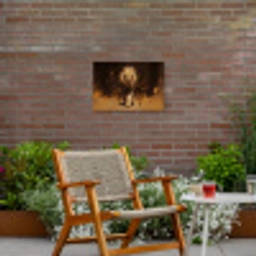 Leeuw - Geschilderd - Abstract - Goud Tuinposter op houten frame 2 cm dik klein -sfeer3