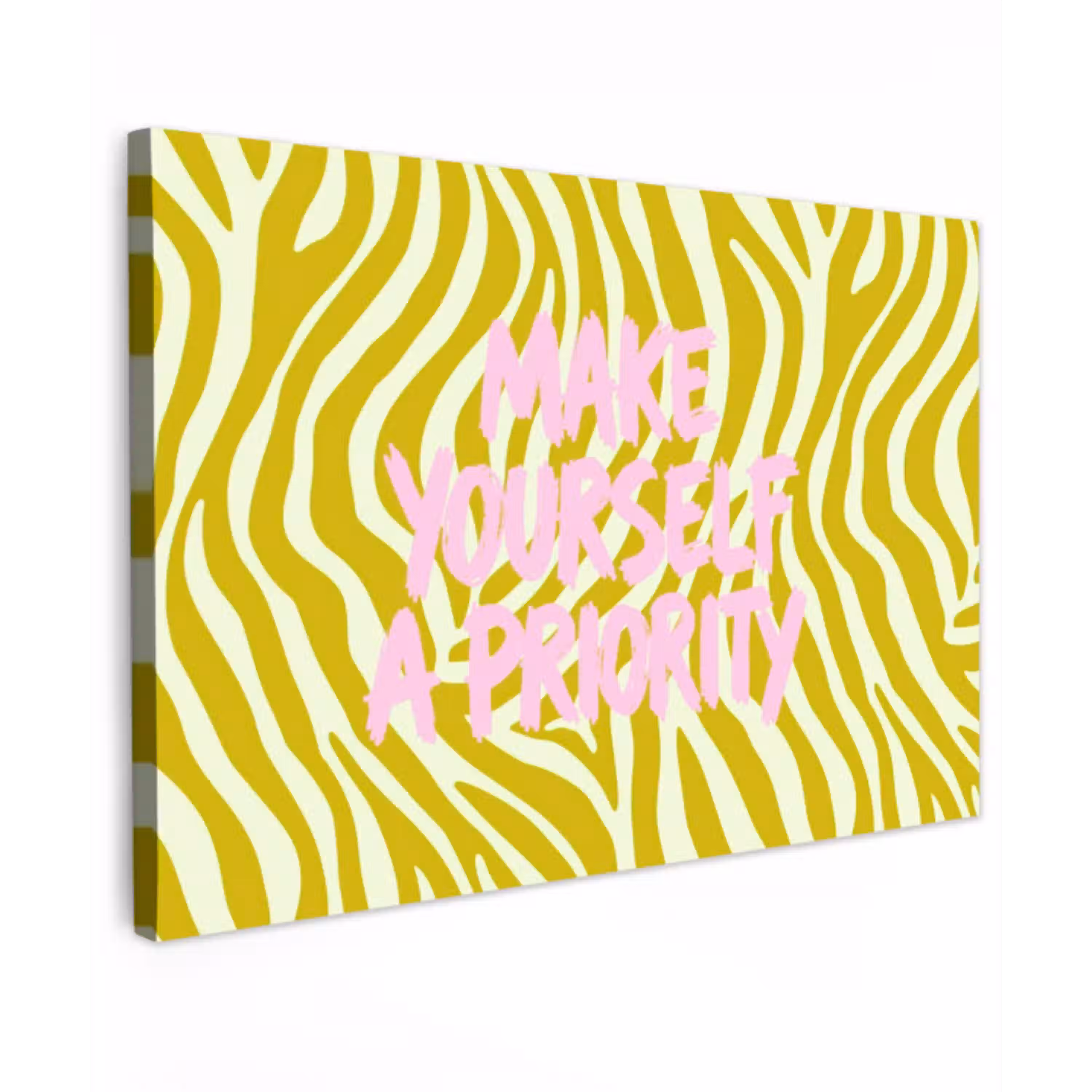 Zebraprint - Priority - Roze Tuinposter op houten frame 2 cm dik klein -3d