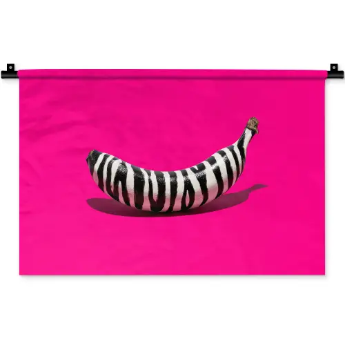 Banaan - Zebraprint - Roze Wandkleed katoen klein -zz3d