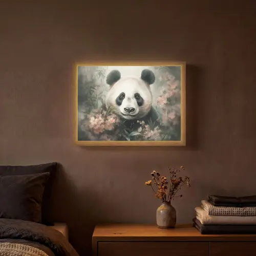 Panda - Dieren - Bloemen - Planten Light Box met batterij (Wandlamp) middel -sfeer4
