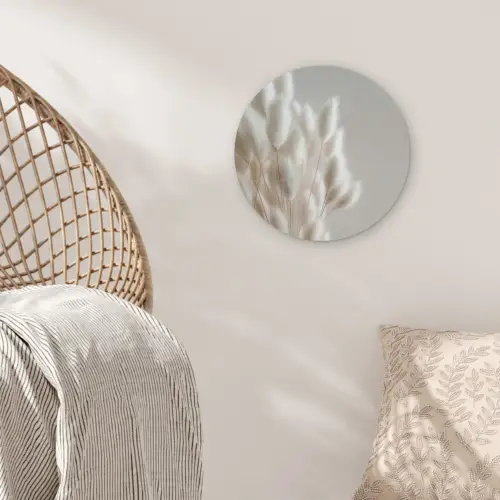 Pluimen - Beige - Minimalistisch Akoestische PET Vilt - Rond klein -sfeer4