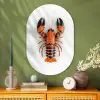 Kreeft - Zwart - Oranje - Wit - Uniek Wandcirkel Ovaal Glas middel -sfeer2