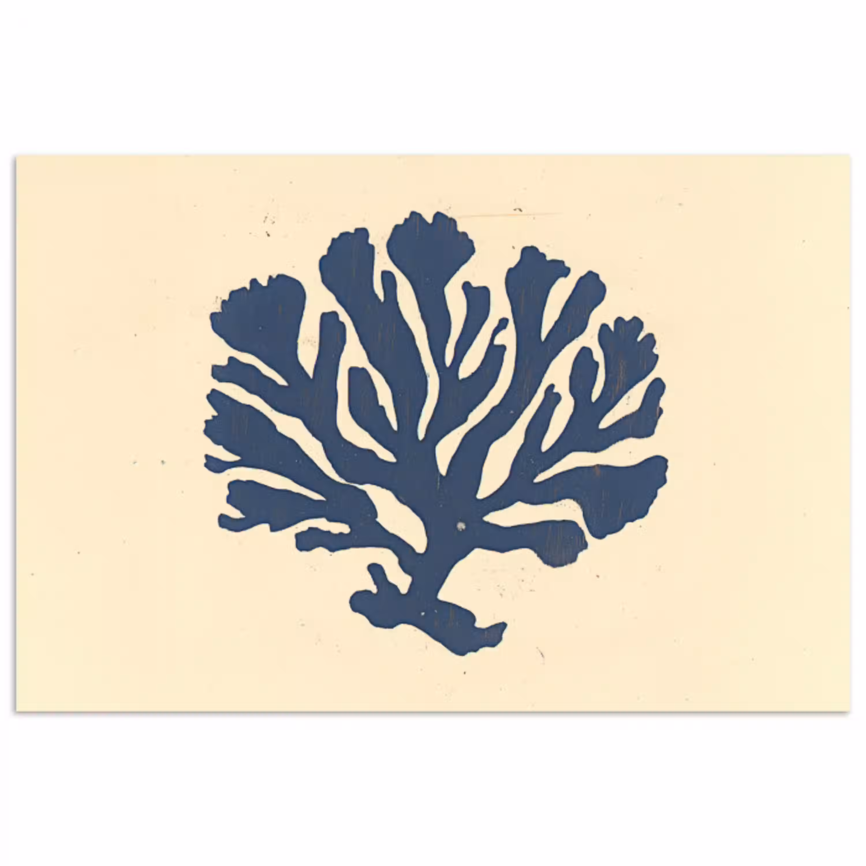 Blauw koraal - Vertakkingen - Beige poster papier klein -3d
