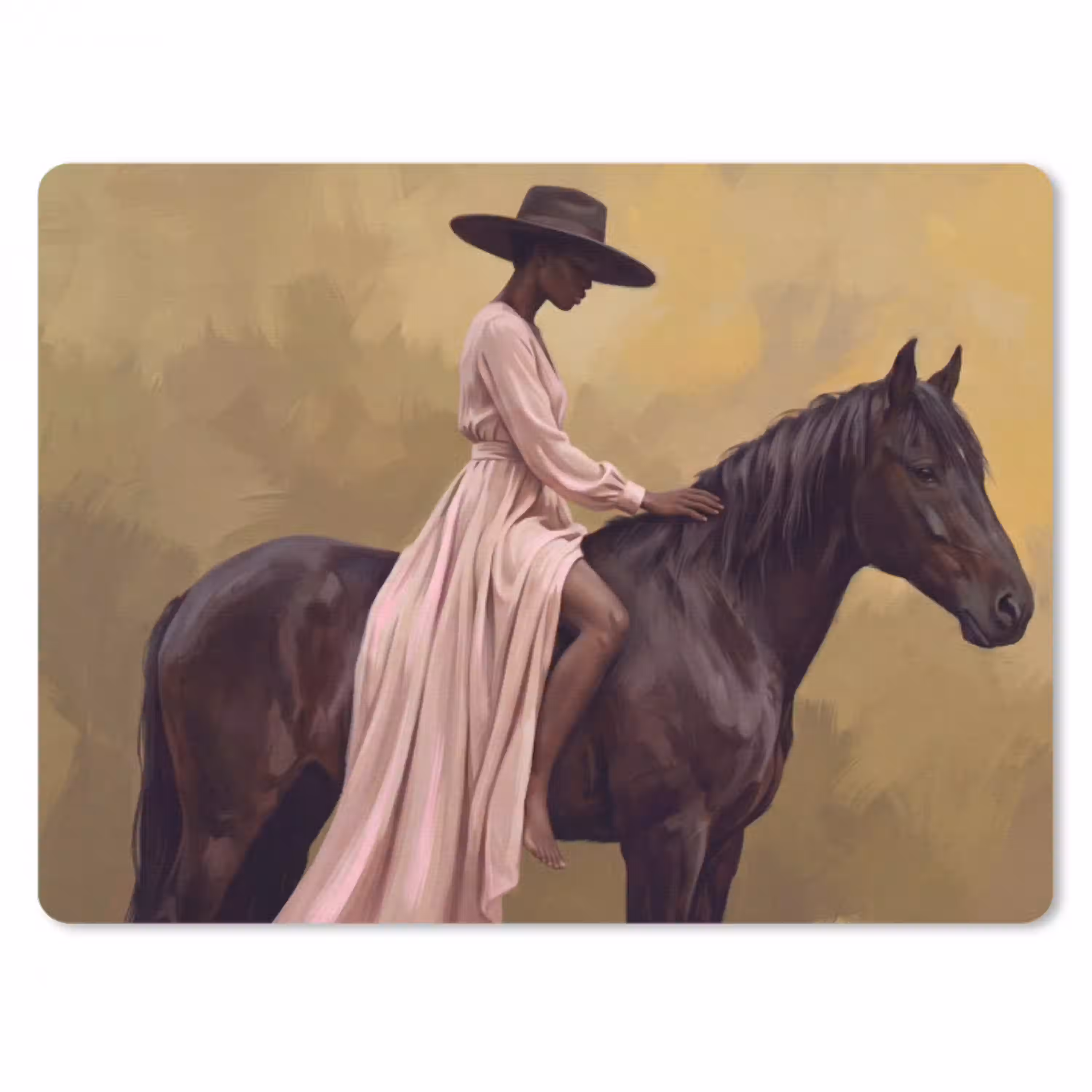 Paard - Klassiek - Oker muismat rubber klein -3d