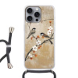 Vogels - Bloesemtak - Bloemen - Oranje Hoesje iPhone 16 Pro Max met koord klein -3d