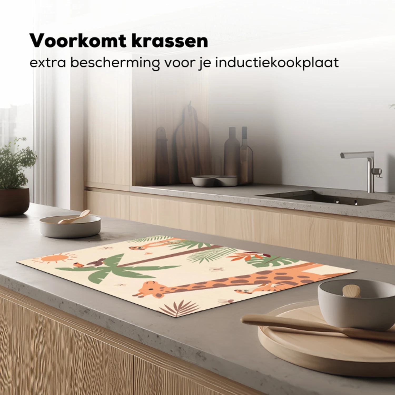 Dieren - Tropisch - Safari - Kleurrijk Inductie beschermer vinyl 3mm klein -sfeer1