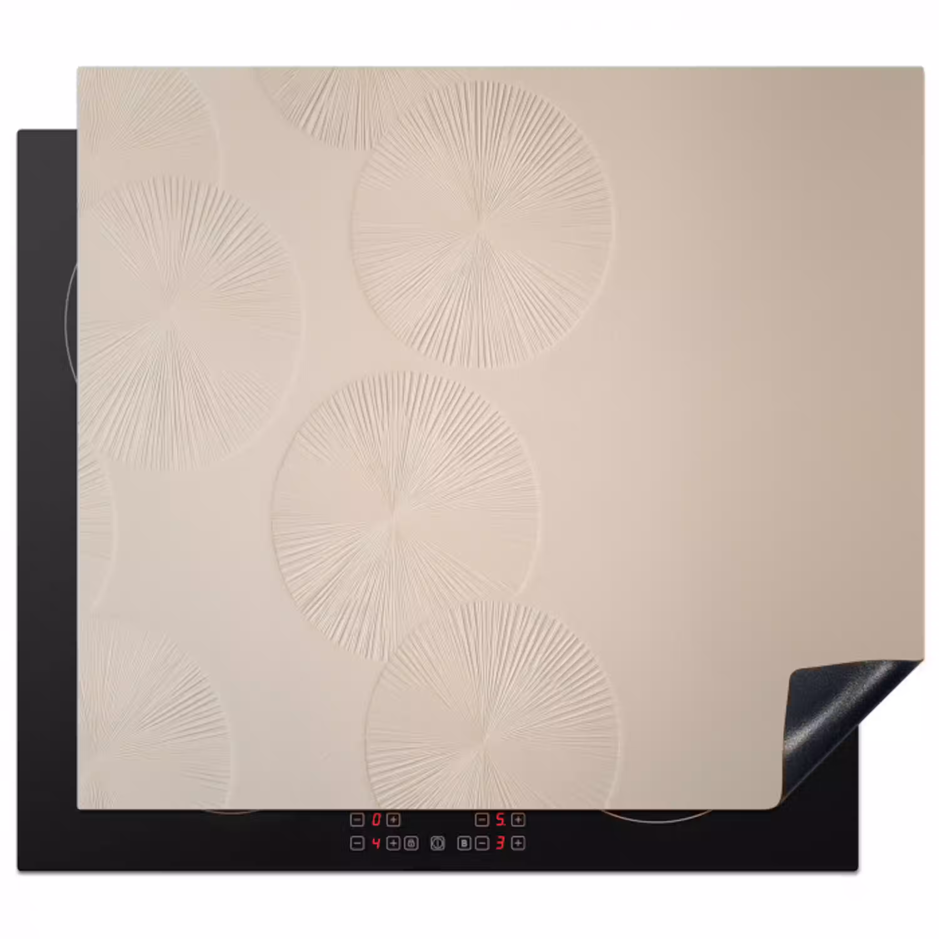 Japandi - Beige - Modern Inductie beschermer vinyl 3mm middel -3d