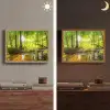 Bos - Landschap - Water - Bomen - Zon - Groen - Natuur Light Box met batterij (Wandlamp) middel -sfeer3