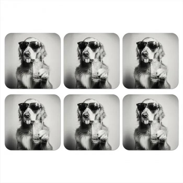 Golden retriever - Hond - Zonnebril - Gkas onderzetter kurk middel -3d
