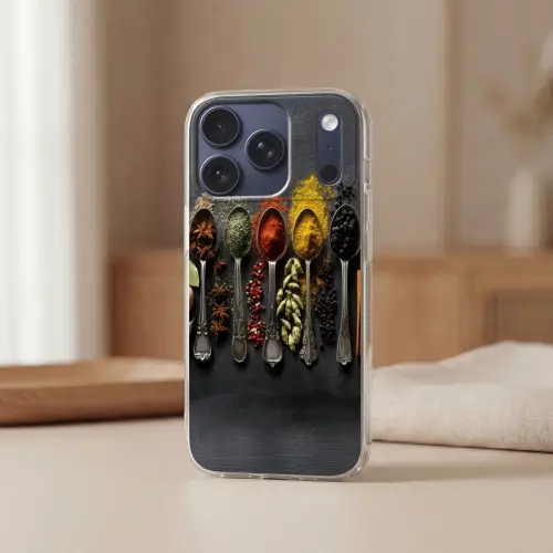Lepels - Specerijen - Kaneel - Chili Telefoonhoesje iPhone 17 Pro klein -sfeer2