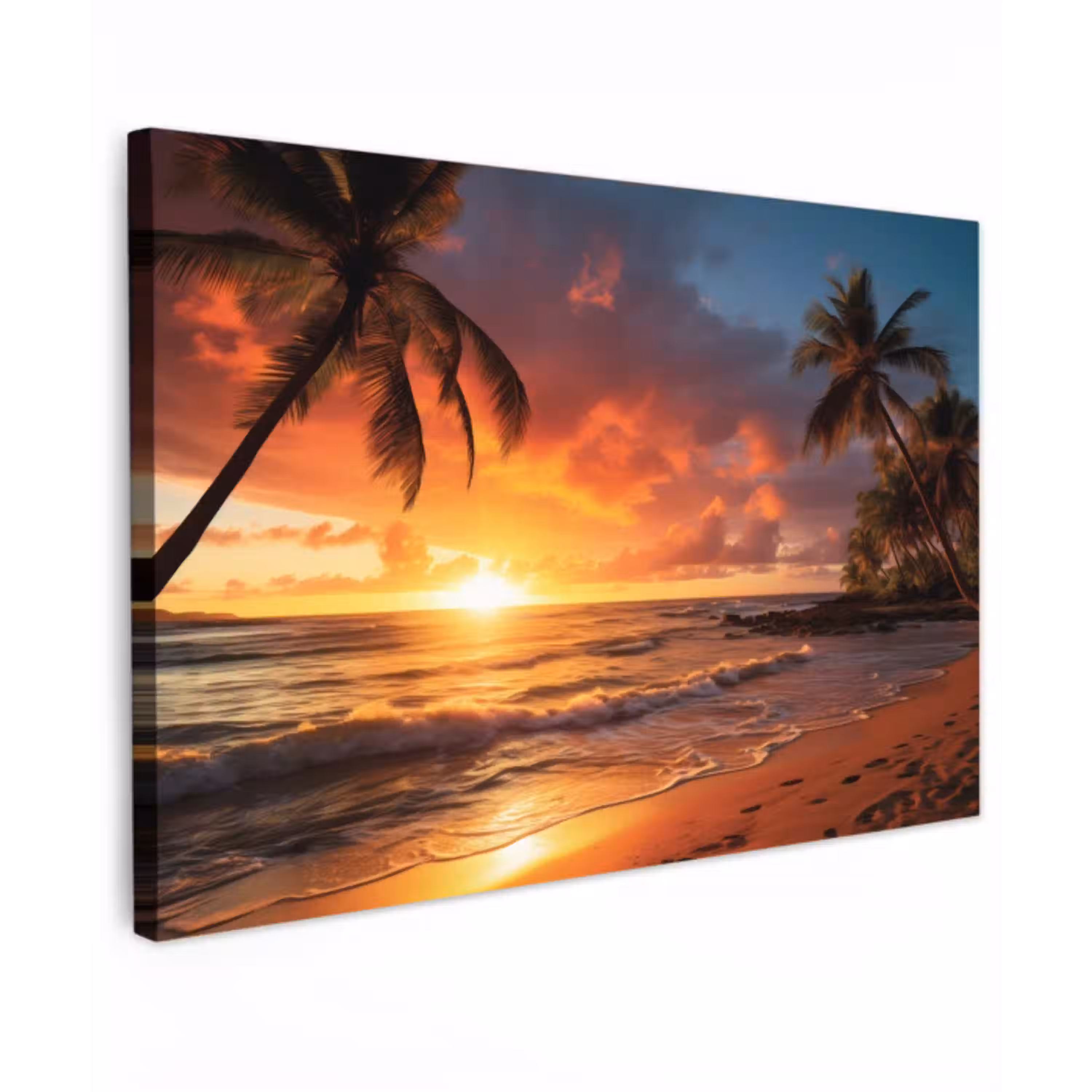 Avondrood aan Zee Tuinposter op houten frame 2 cm dik klein -3d