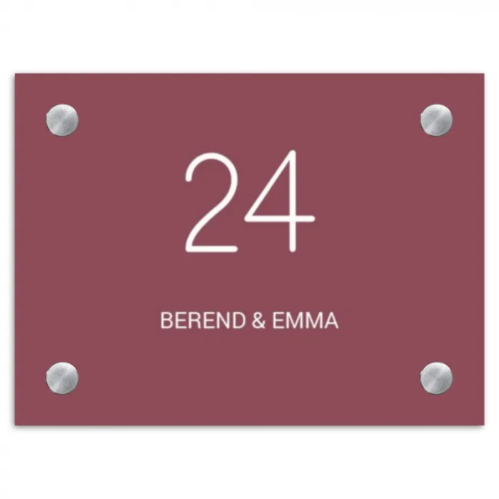 Donker oudroze - Klassiek Naambord Rechthoek middel -3d
