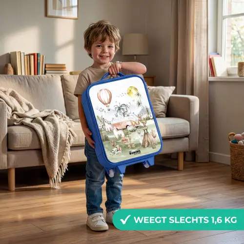 Alpaca avontuur Kinderkoffer - Blauw klein -sfeer2_NL