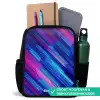 Neon - Strepen - Abstract - Blauw - Roze Rugzak - Zwart middel -inhoud_NL