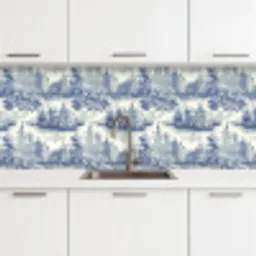 Huizen - Bomen - Water - Vogels - Blauw keuken achterwand 2 middel 871 -3d