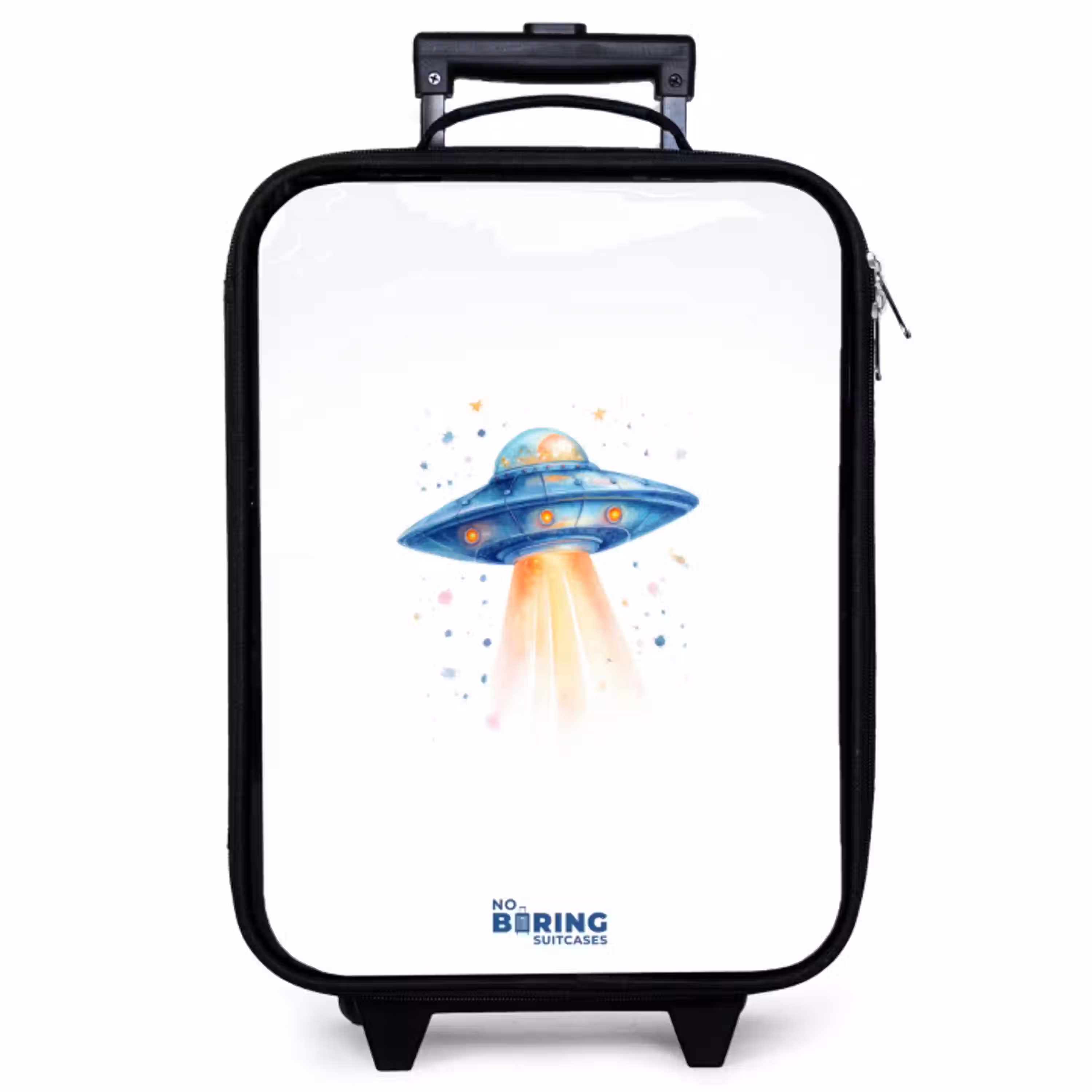 Blauw ruimteschip met lichtstraal Kinderkoffer - Zwart klein -zzz_website3d