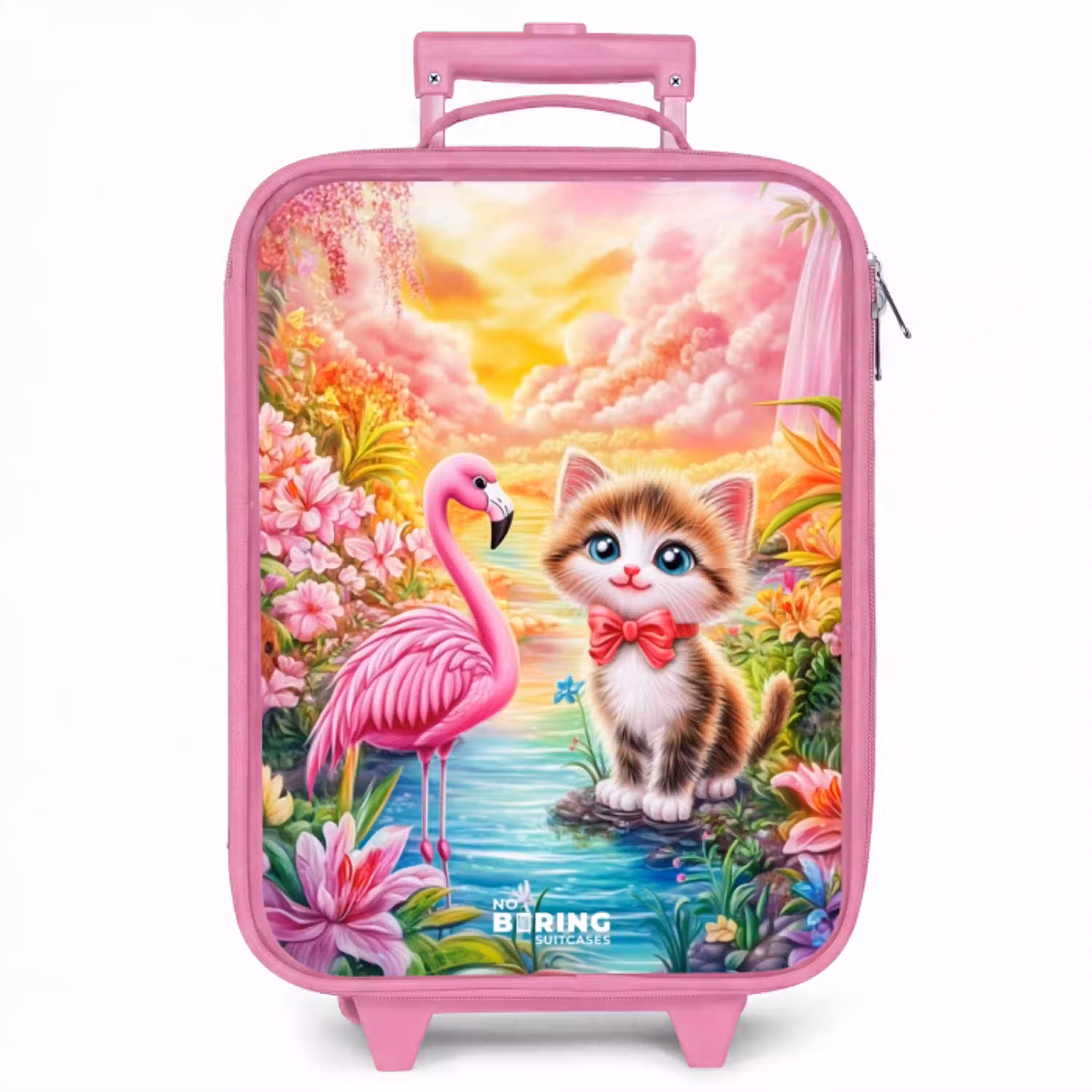 Kitten met flamingo in tropisch bloemenparadijs Kinderkoffer - Roze klein -zzz_website3d