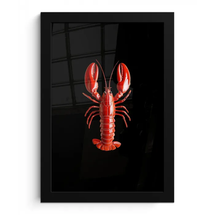Kreeft - Glossier Rood - Zwart fotolijst zwart zonder passe partout klein -3d