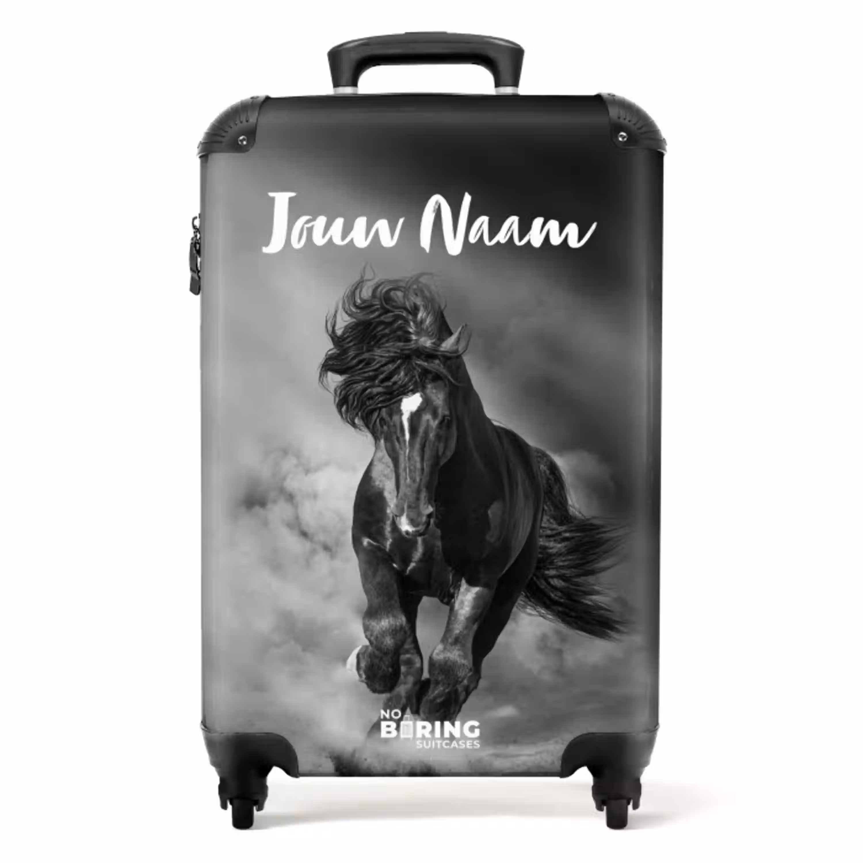Zwart paard in galop NBS - Handbagage koffer - Kinderen Unisex middel -productfoto_recht