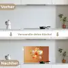 Glazen - Bloem - Oranje keuken achterwand spatscherm klein -voor_na_DE