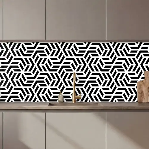 Design - Geometrie - Patroon - Zwart - Wit keuken achterwand 2 middel 871 zz_3dshopping