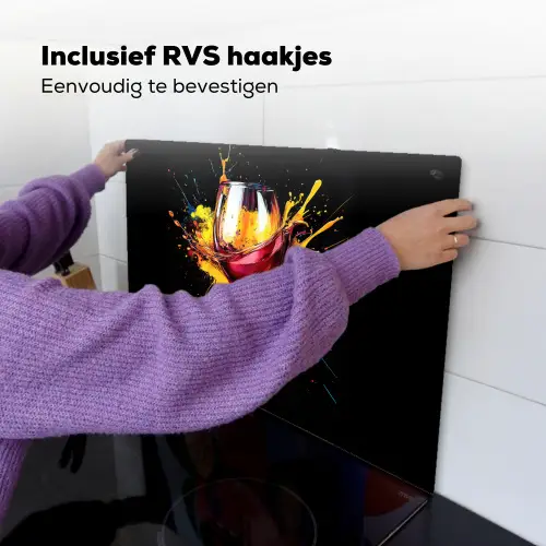 Wijn - Glas - Graffiti - Borrel - Rood - Verf Inductie beschemer met haakjes klein -ky-ophangen-nl