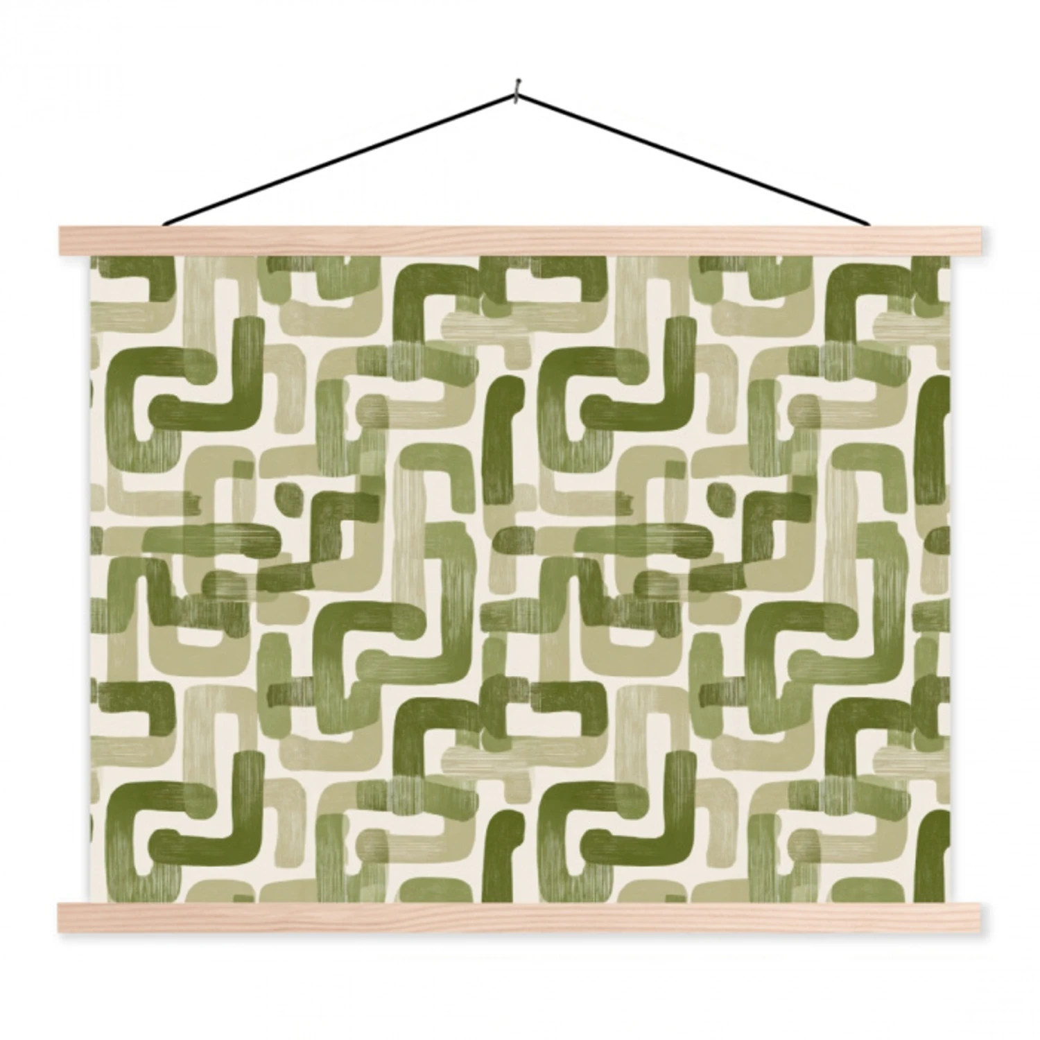 Modern - Grafisch - Groen textielposter latten blank klein 122 -3d