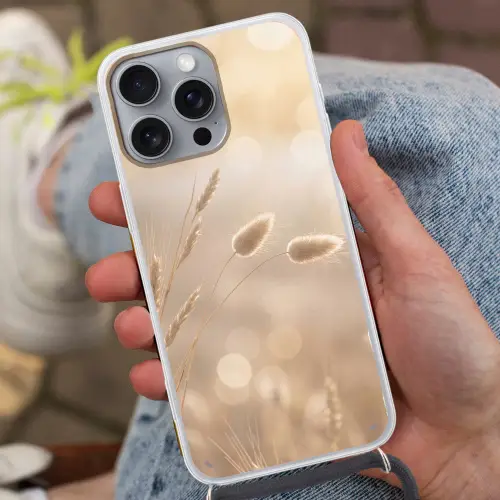 Hazestaartgras - Graanharen - Zonlicht Hoesje iPhone 16 Pro Max met koord klein -sfeer3