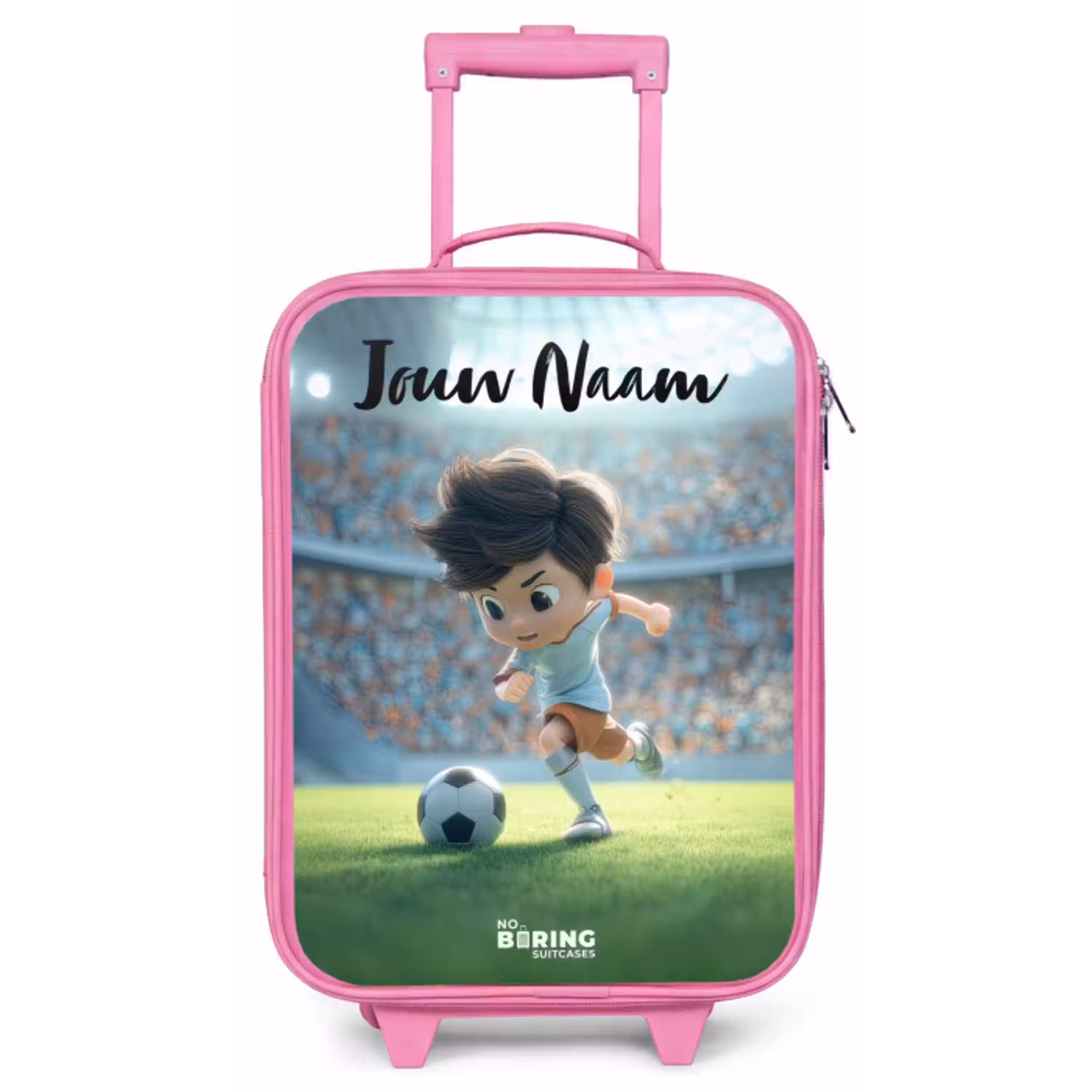 Jongen - Stadion - Voetbal - Zonlicht Kinderkoffer - Roze klein -zz3dotto