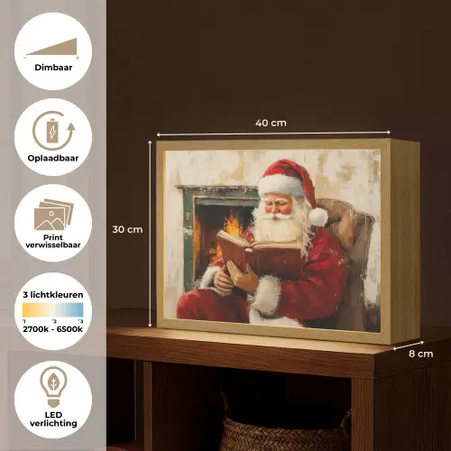 Kerst - Kerstman - Winter - Open Haard Light Box met batterij (Wandlamp) middel -USP_websiteoverzichtNL