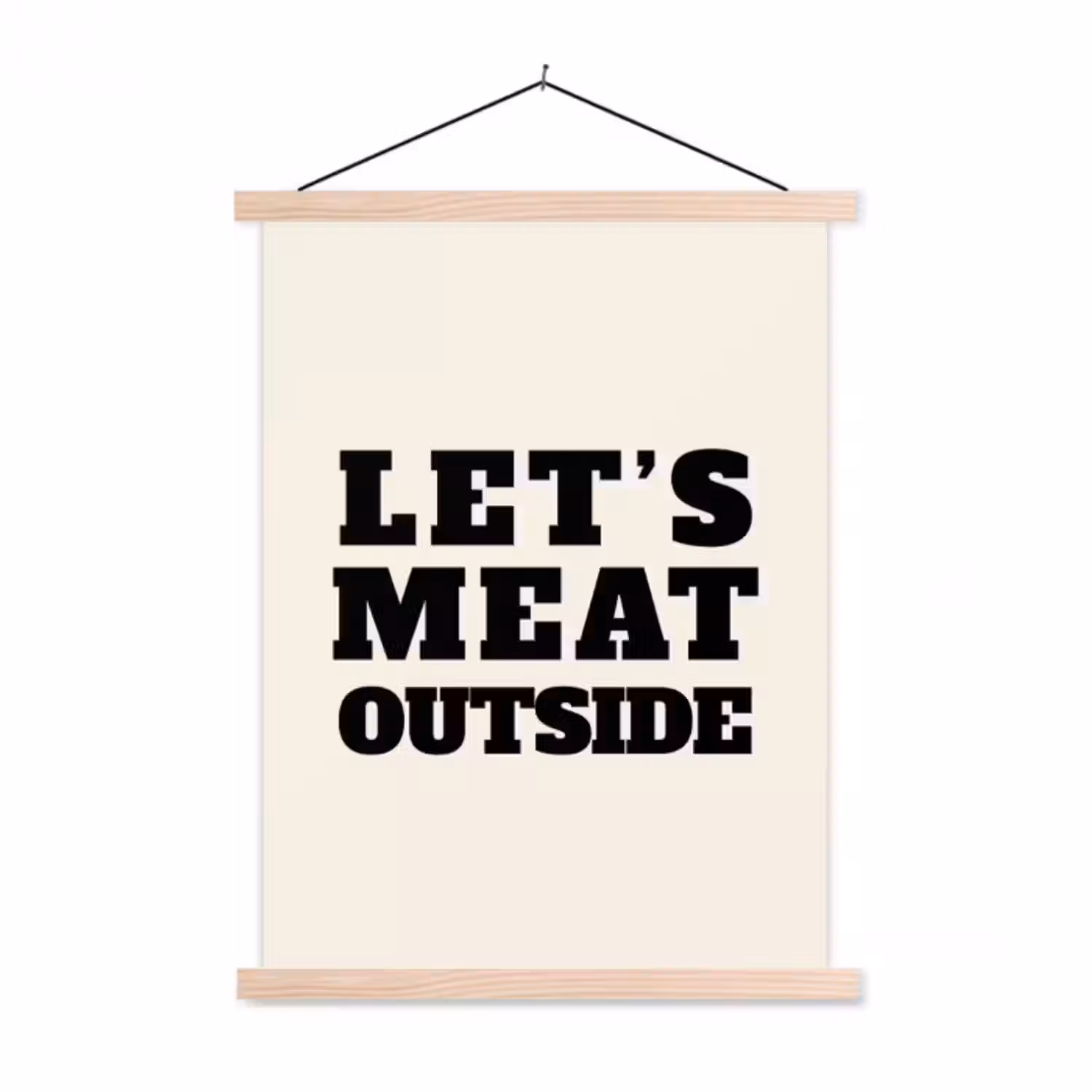 Stoffbild - Text - Blockschrift - Schwarz - Fleisch