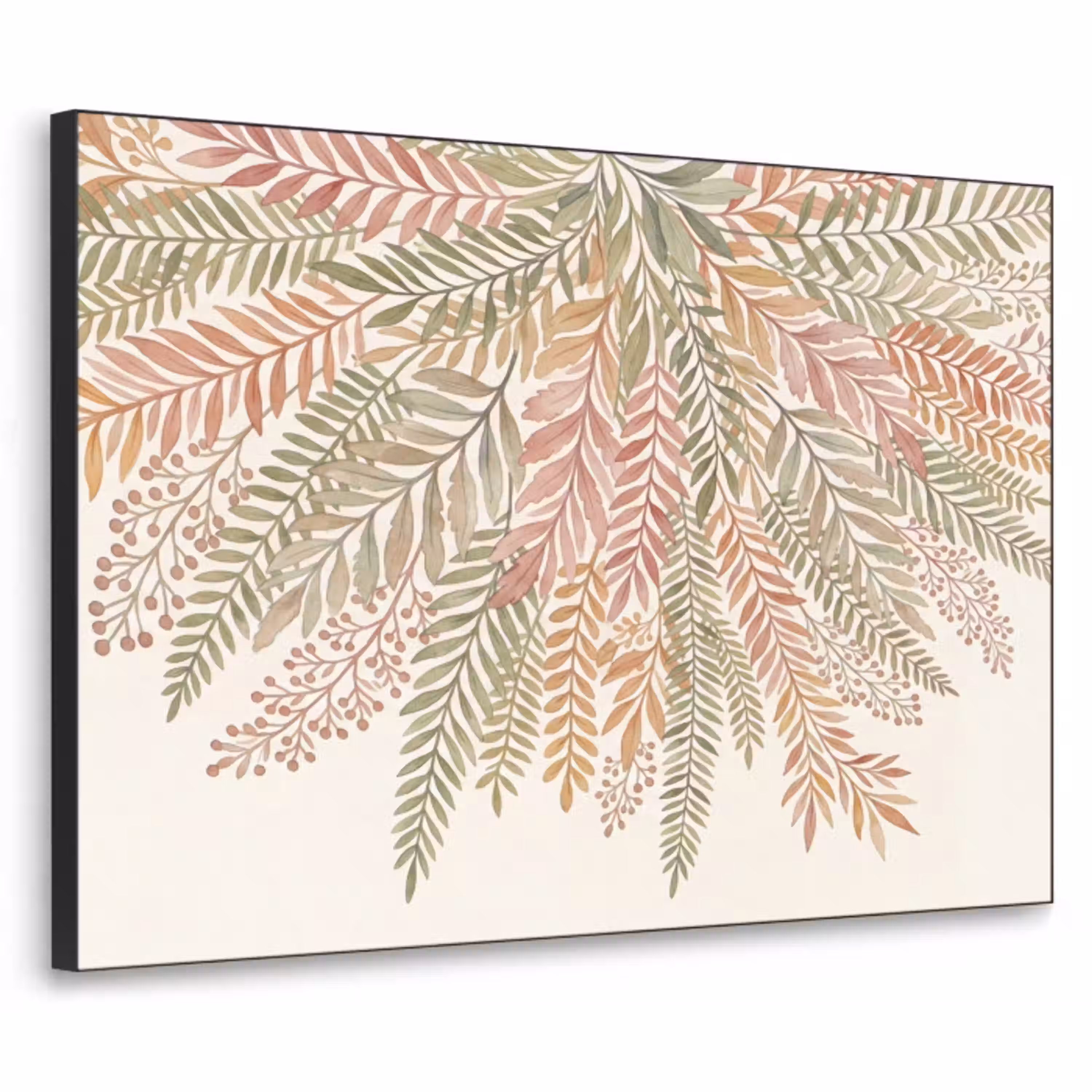 Botanisch - Aquarel - Kleurrijk Textielframe zwart klein -3d