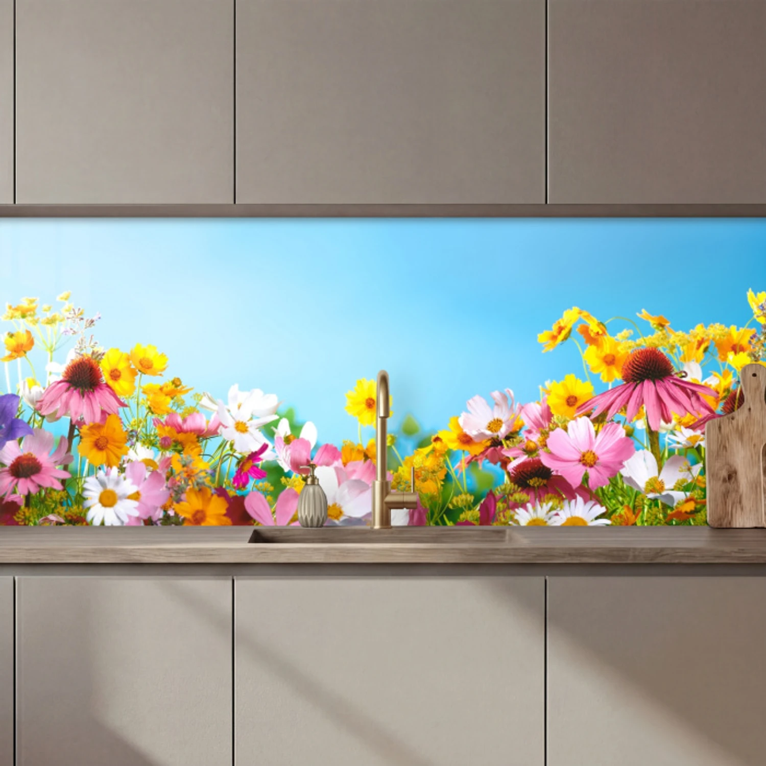 Bloemen - Kleurrijk - Blauw - Natuur keuken achterwand 2 middel zz_3dshopping