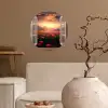 Doorkijk - Klaprozen - Bloemen - Rood - Open raam Wandcirkel behangsticker klein -sfeer1