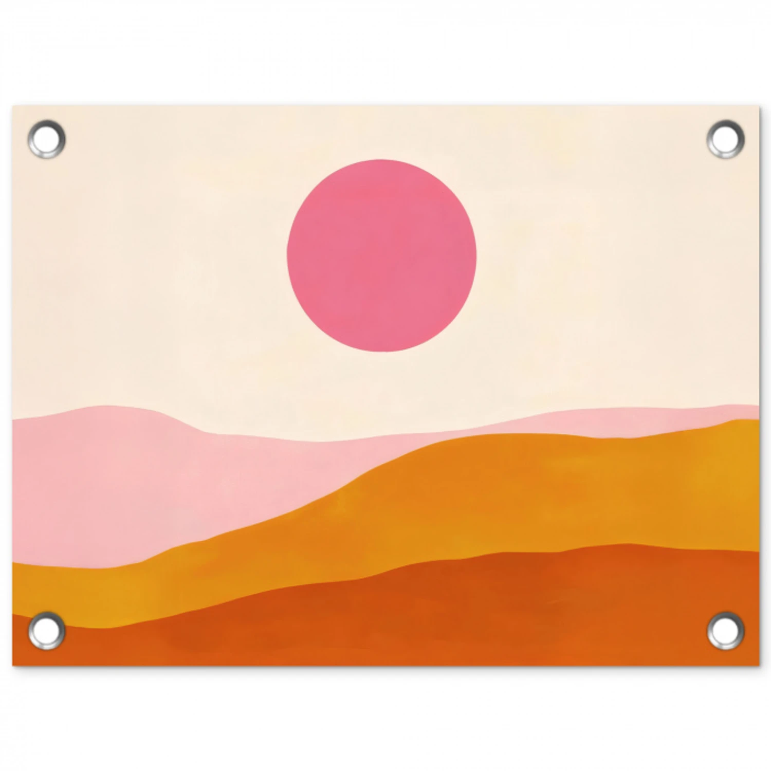 Zon - Heuvels - Abstract - Roze tuinposter los doek klein -3d