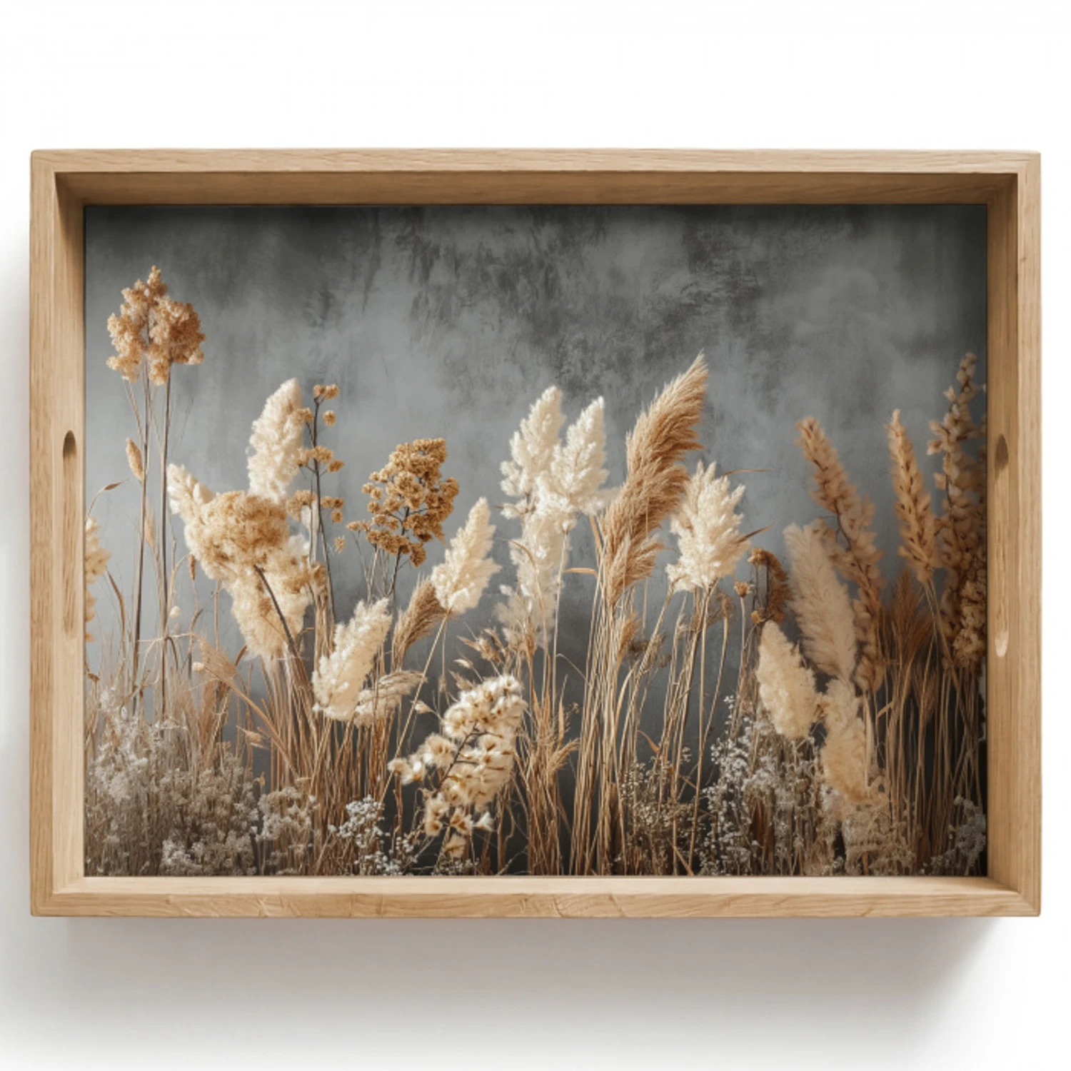 Gedroogde Veldbloemen - Grijs - Beton Dienblad Rechthoek middel -z3d_shopping