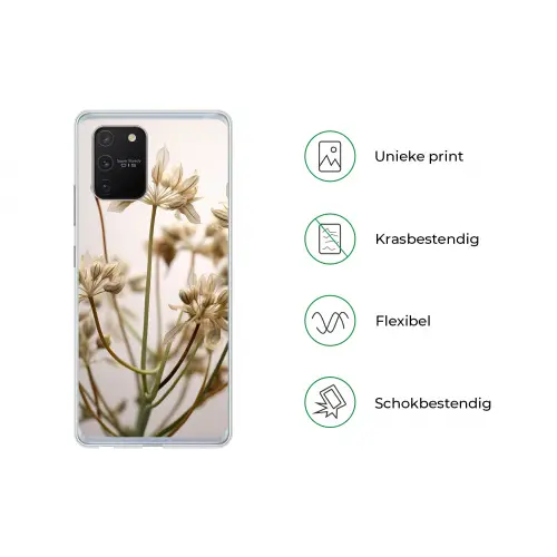 Droogbloemen - Beige - Wit - Planten Telefoonhoesje Samsung Galaxy S10 Lite klein -specsS10Lite