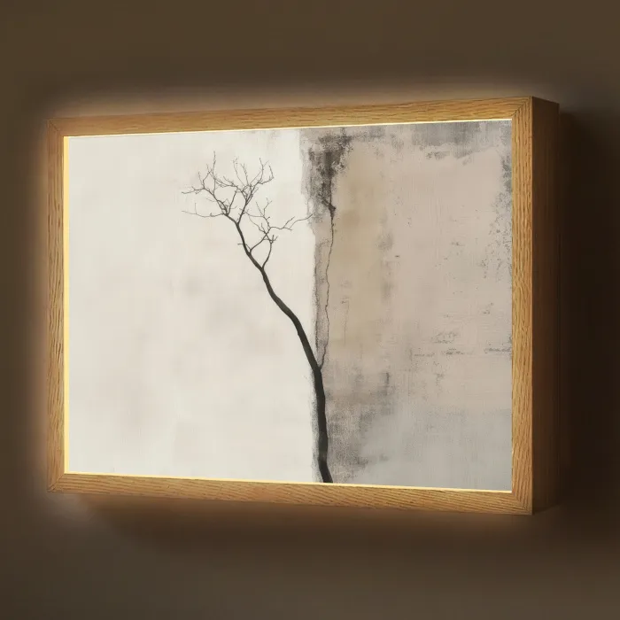 Wabi sabi - Plant - Beige Light Box met batterij (Wandlamp) middel -z3d_website